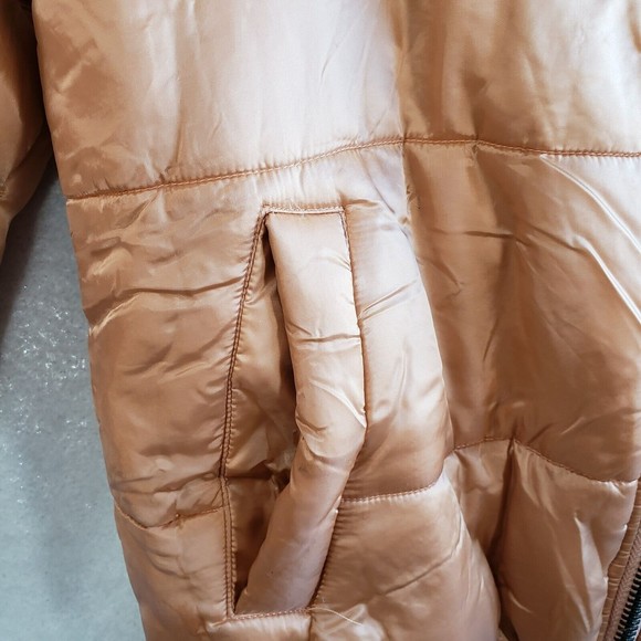 MinkPink Hooded Puffer Jacket Women XS Full Zip Long Sleeve Pockets Gold - Picture 5 of 15
